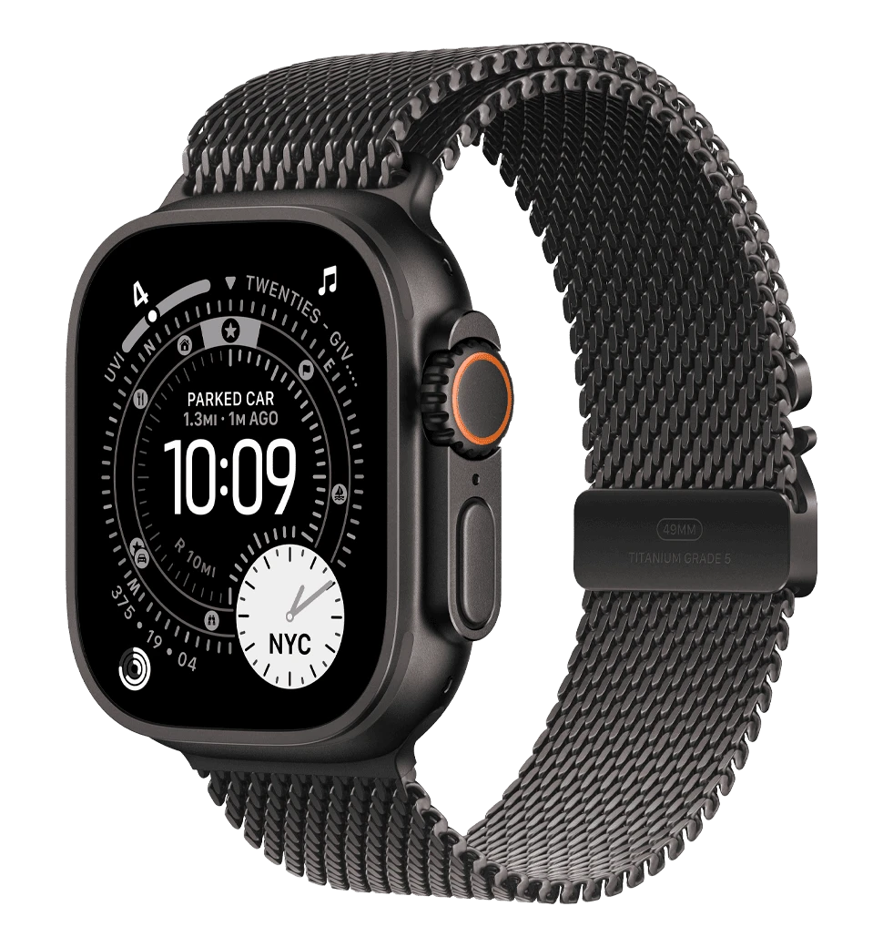 Apple Watch Ultra 3 GPS + Cellular 49mm Black Titanium Case with Black Titanium Milanese Loop - Small (MF1N4)
